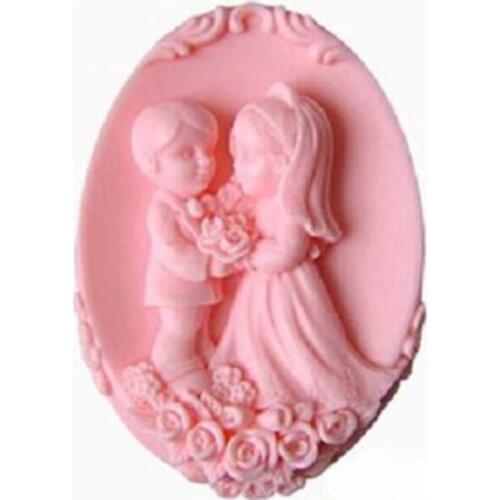 Wedding couple Handmade Soap Mold Candle Silicone Mould flower Soap Molds Soap making Moulds aroma stone Mould resin clay