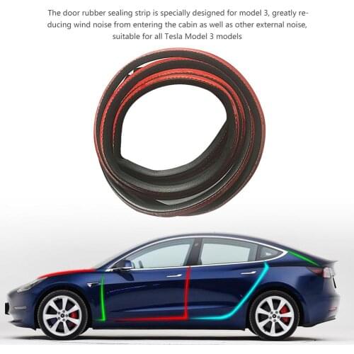 Car Door Seal Strip For Tesla Model 3 Rubber Seals Strips Soundproof Noise Weatherstrip Car Door Protector Trunk Edge Stickers