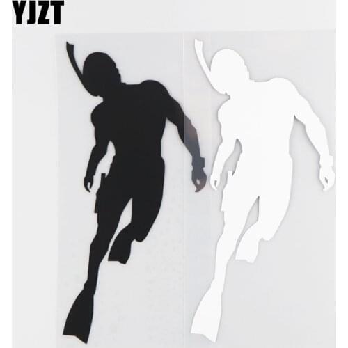 YJZT 7.9×17.3CM Diver Car Sticker Interesting Cartoon Vinyl Decal Decoration Car Sticker Black/Silver 20A-0143