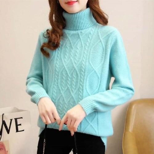 Turtleneck Sweater Women Autumn/Winter 2021 Korean New Long-sleeve Solid Warm Pullovers Loose Casual Female Jumpers Sweaters