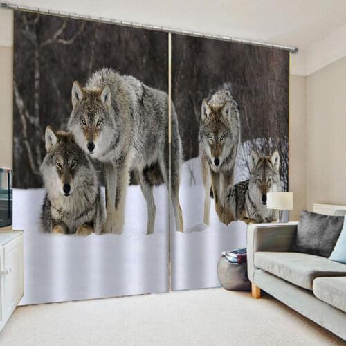 Winter Snow Scenery Wolf Print Window Curtains Wolves Blackout Living Room office Bedroom Drapes Cortina Rideaux Custom size