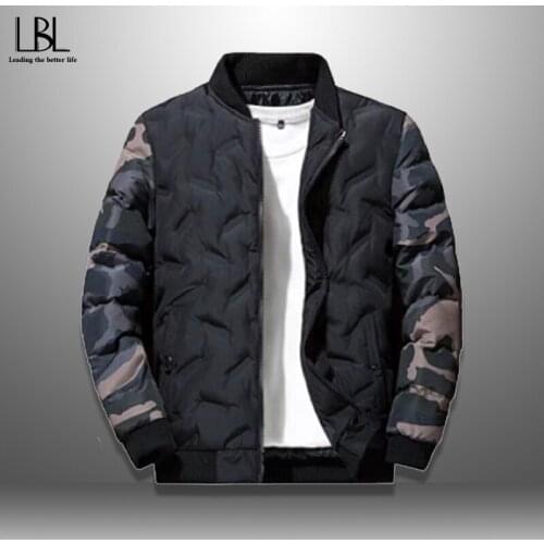 Winter Jacket Men Camouflage Long Sleeves Collar Male Parka Clothing Zipper No Hat Outwear 2020 New Thick Jackets and Coats Man