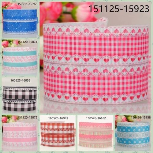 10yards -different sizes - flowers pattern & dots ribbon printed Grosgrain ribbon