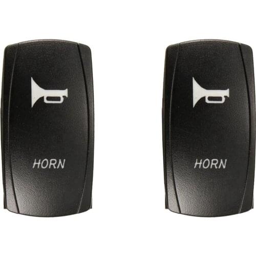 2 Pcs Momentary Car Boat Marine LED Light Horn Bell Laser-Rocker Switch 12V 24V, Red & Green