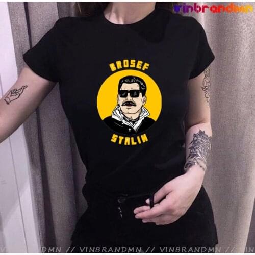 2020 Hot Sale Brosef Stalin T-Shirt Clothing Womens T Shirt pure Cotton Summer Female Tee Shirt Hipster Russian CCCP Black Tees