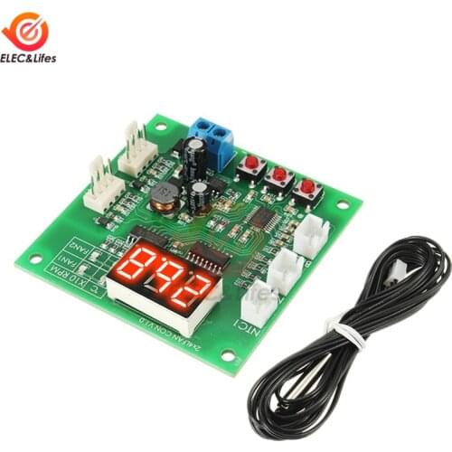 DC 12V 24V 4 Wire PWM Fan Digital Temperature Controller Fan Motor Speed Controller LED Display Thermostat Regulator Heat Sink