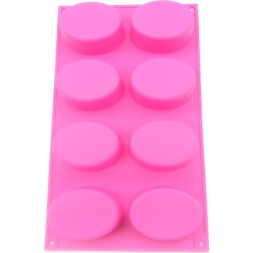 8 Cavity Oval Silicone Cake Mold Pan Muffin Soap Mould 29.8*17.4*3.3 cm