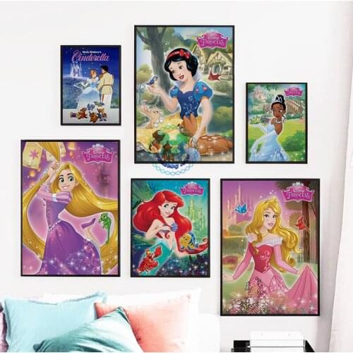 5D DIY Diamond Painting Disney Princess Cartoon Cross Stitch Kits Full Drill Embroidery Diamond Mosaic Gift Home Decor Painting