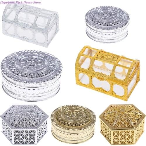 Hollow Gold Silver Foil Cake Candy Box Wedding Favor Marriage Baby Shower Gift Box Packaging Party Event Supplies