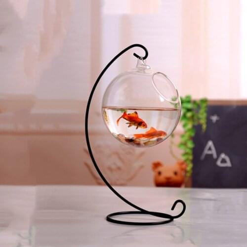 Free Shipping Diameter=12cm glass fishbowl and metal stand set home decoration clear glass terrarium vase gift