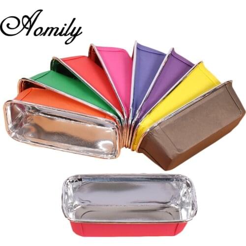 Aomily 50Pcs Rectangular Aluminum Foil Muffin Cupcake Paper Cups Cake Tray Party Baking Decoration Cupcake Wrapper Pastry Tools