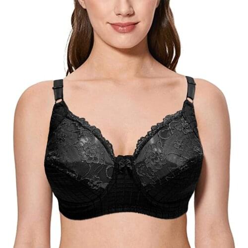 Big Size Bra for Women Plus Size Bra Sexy Lace Full Coverage Black Ultra Thin Underwear 32 34 36 38 40 42 44 46 D E F Cup
