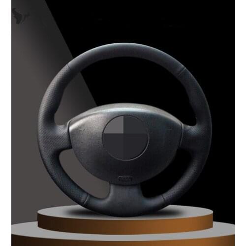 Black Artificial Leather Hand-stitched Car Steering Wheel Cover for Renault Megane 2 2003-2008 Kangoo 2008 Scenic 2 2003-2009