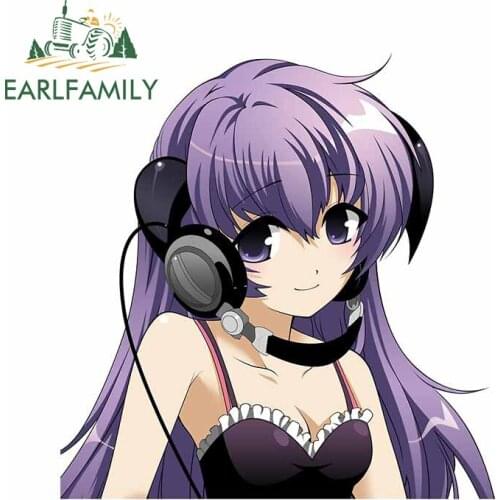 EARLFAMILY 13cm x 12.2cm for Hanyuu Headphones Aesthetic Decoration Trunk Fine Waterproof Windshield Car Stickers Auto VAN Decal