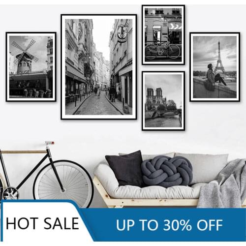 City Scenery Wall Art Canvas Painting Posters Prints Black And White Building Nordic Style Wall Pictures For Living Home Decora