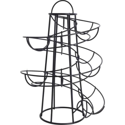 Hot Modern Spiraling Design Metal Free Standing Egg Skelter/Dispenser Rack (Black)