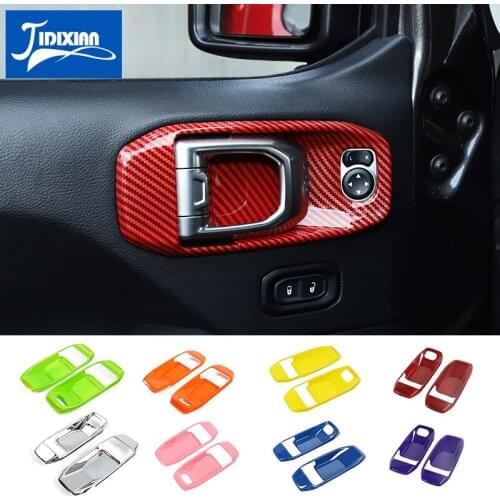 MOPAI Car Inner Door Handle Bowl Decor Cover Stickers for Jeep Wrangler JL 2018+ 2 Door Accessories for Jeep Gladiator JT 2018