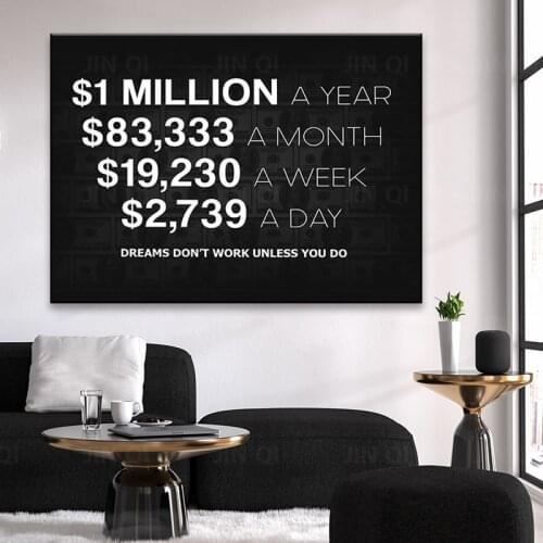 Canvas Painting American Dollar Home Decoration 1 Million Wall Art Picture Prints Money Modular Modern Frame Poster Living Room