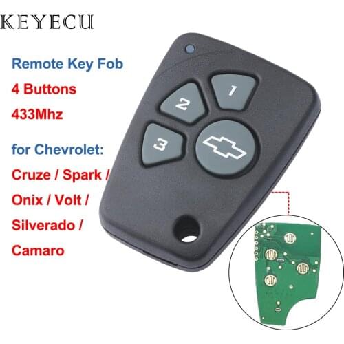 Keyecu 4 Button 433MHz Keyless Entry Control key Remote Car Key For Chevrolet Cruze Spark Onix Silverado Volt Camaro