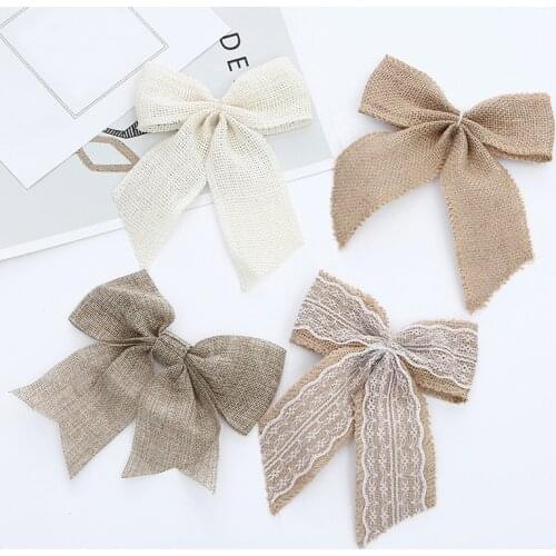 Lace Bow For Packaging Gift Box 2021 Hot Women Handmade Diy Linen Bow Decoration Accessories Used For Christmas Birthday Gifts