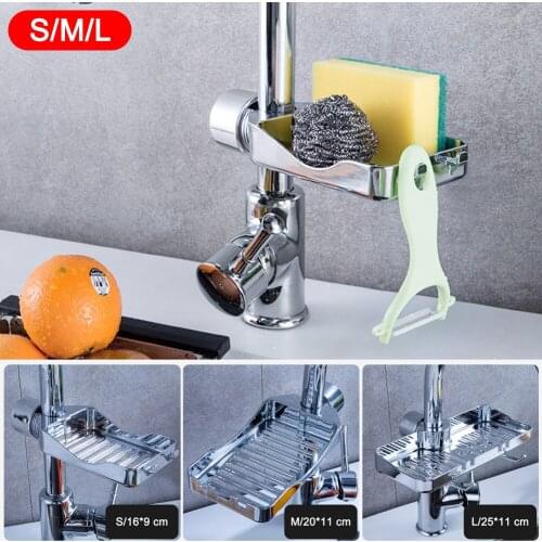 Kitchen Sink Sponges Holder Soap Rack Drainer Adjustable Faucet Hanging Drainer Drying Cloth Rack Kitchen Organizer Accessories