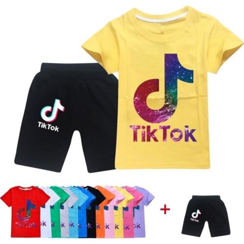 TIK TOK Summer Kids Clothes Games Cartoon Print Suit Boys Girls Casual Clothes fun Kids Childhood Costumes Baby T-shirt