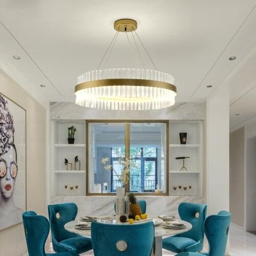 Modern Luxury Decoration Chandelier Modern Luxury Crystal Ceiling Light Chandeliers Lamp Gold Ring Circle Round LED