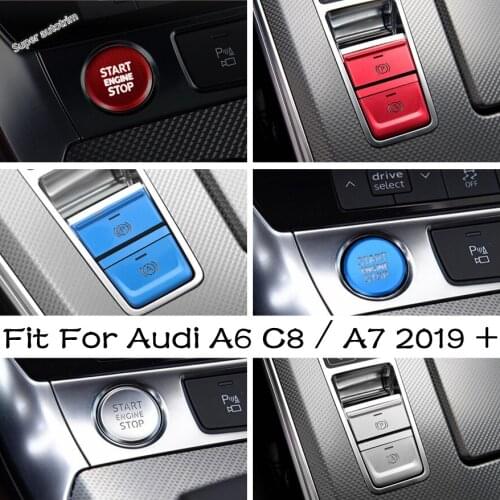 Metal Accessories Fit For Audi A6 C8 / A7 2019 - 2021 Stalls Gear Shift Box Button Decoration Circle Cover Trim 4PCS