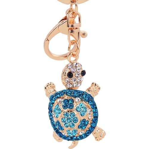 Cute Animal Exquisite Tortoise Three-Dimensional Crystal Turtle Keychain Car Bag Pendant Ornament Gift Keyring Trinket Jewelry
