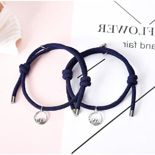 Fashion 2pcs/set Paired Bracelet For Lovers Distance Magnet Couple Braslet Women Men Braided String Magnetic Suction Bracelet
