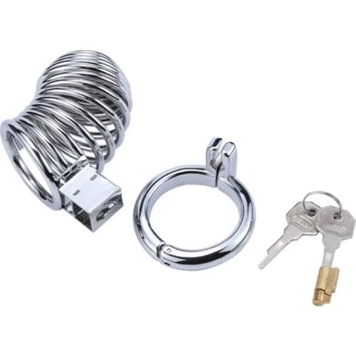 New Male Chastity Device Metal Steel Penis Cage With Stealth Lock Cock Cage Penis Ring Chastity Belt Dick Cage Sex Toys for Men