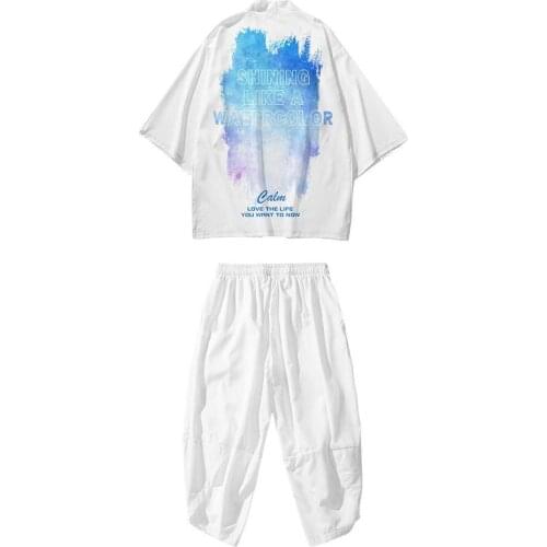 Summer New Tide Brand Fashion Starry Sky Graffiti Mens Seven-point Sleeve Cardigan Thin National Tide Style Robe