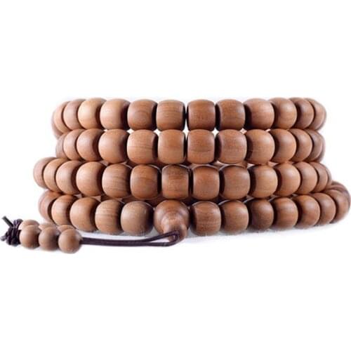 India Mysore Laoshan sandalwood Vintage 6*8 MM 108 mascot prayer wood beads buddha bracelet Jewellery accessories free shipping