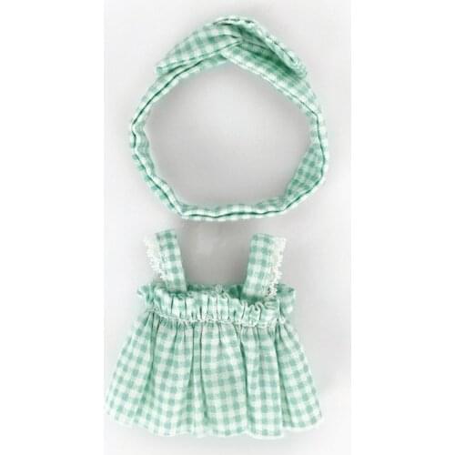 Ob11 baby dress GSC PD9 plain BJD Jasmine plaid skirt headband soft clay doll suit suspender skirt doll clothes