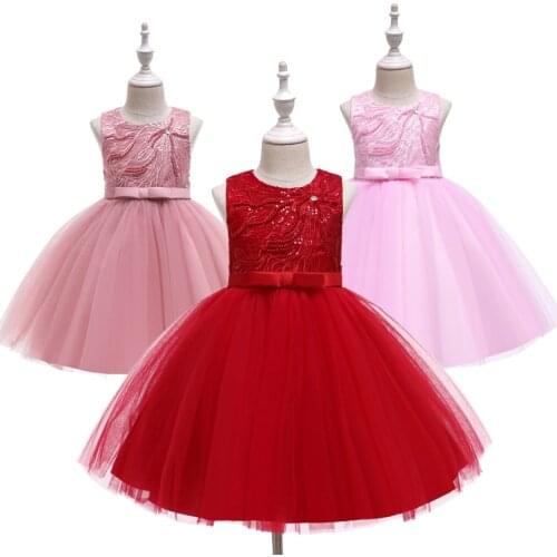 Baby Girls Birthday tutu Dress Elegant Girls Wedding Party Ball Gown Lace Tulle Beaded Sequins Dress Frocks For 1 2 3 4 5 6 Yrs