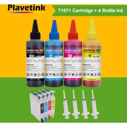 Plavetink 400ml Ink + T1971 T1961 T1951 XL Refill Ink Cartridge For Epson Expression XP 101 201 211 401 204 104 214 411 WF-2532