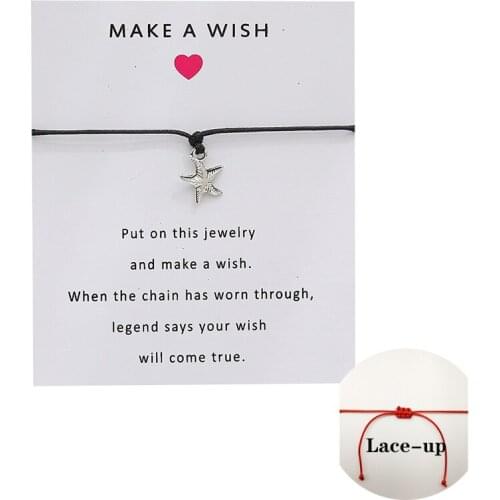 Make A Wish Beach Jewelry Silver Plated Starfish Charm Bracelets for Women Men Kids Lovers Couple Jewelry Gift