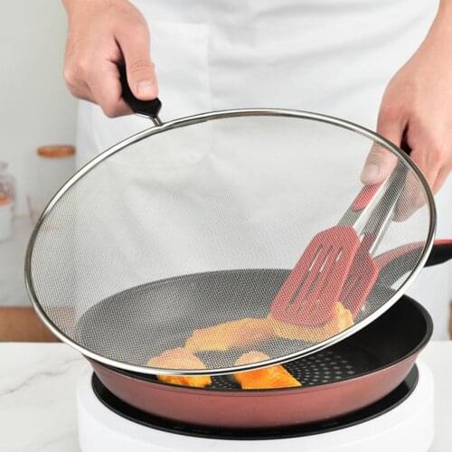 Practical Splash Guards Splatter Screen Ergonomic Handle Rust-Proof Stainless Steel Frying Pans Anti-Sputtering Mesh for Kithcen