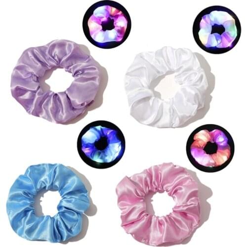 Hair Scrunchies Led Luminous Scrunchy Hair Band Glow in Dark Satin Scrunchies