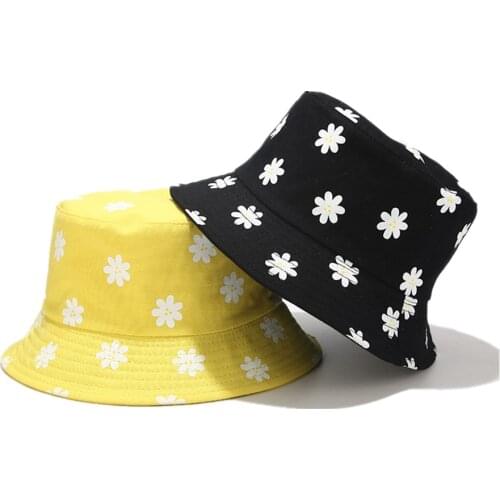 New Flower Print Bucket Hats Women Cute Japanese literary Fisherman Hat Female Fresh Summer Outdoor Double-sided Sun Hat