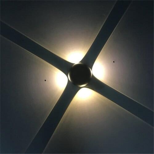 LED wall lamp outdoor waterproof cross star light round four-sided bright hotel villa corridor decoration lamp black 110v220v