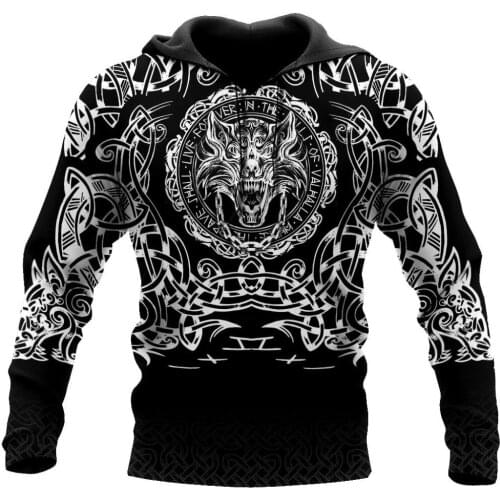 Fenrir Viking 3D Full Hoodie Print Hoodie Men Women Harajuku Zipper Pullover Sweatshirt Unisex Casual Jacket Tracksuit Hooded