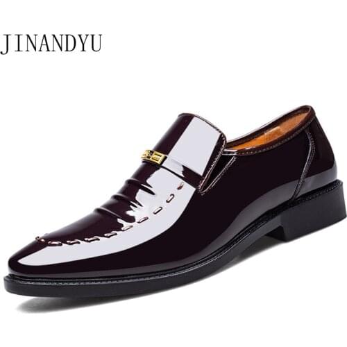 Size 38-48 Slip on Dress Patent Leather Shoes Men Oxford Wedding Shoes Business Loafer Mens Footwear Formal Dresses Office Shoe