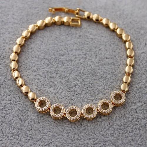 Jewelry accessories fashion accessories Gold round bracelets for womens Wedding anniversary birthday gift white stone zircon