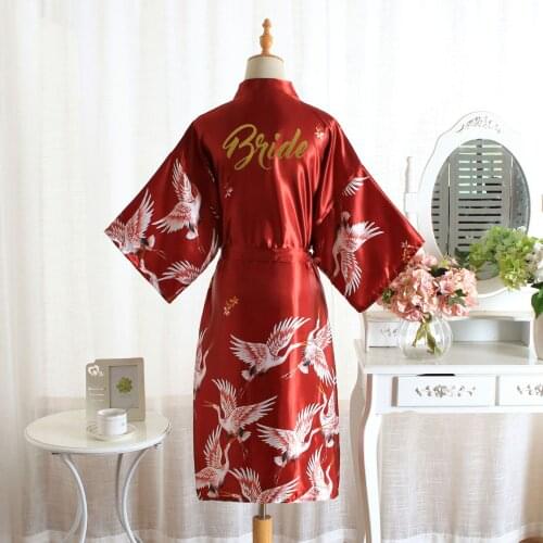 Bride Bridesmaid wedding Short Robe Bath Gown New Womens Summer Kimono Yukata Nightgown Lady Sleepshirts pajama Nightdress
