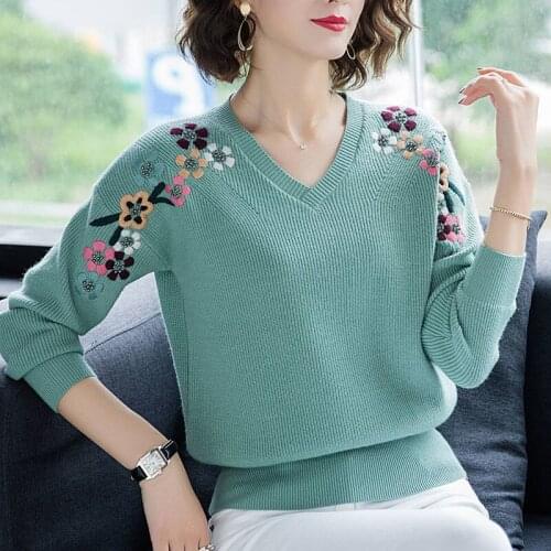 Lace Splicing V-Neck Star Pendant Hollow out long sleeve Pullovers Women knitting elegant Loose tops female casual new sweater