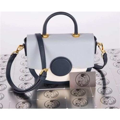 Coated Cowhide Leather Bag New Color Matching Saddle Bag Shoulder Portable Messenger Bag Fashion Half Moon Handbag