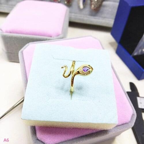 KJJEAXCMY fine jewelry 925 sterling silver natural amethyst mini animal snake and dragon female ring support testing