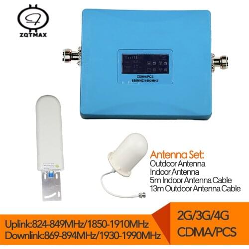 ZQTMAX 62dbi 4g signal booster CDMA 850Mhz PCS 1900Mhz Repeater Dual Band 2G Mobile Phone Signal Amplifer antenna accessories