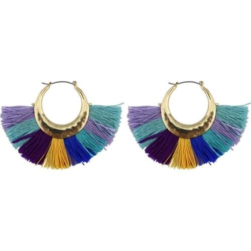 ZWPON 2020 Gold Fan Fringed Tassel Hoop Earrings for Women Big Earrings Fashion Jewelry Wholesale